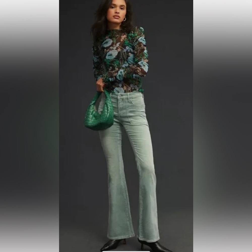 Anthropologie Pilcro Icon Flare Corduroy Green Pants
